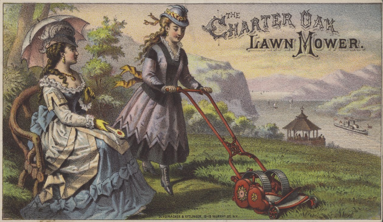 Charter Oak fűnyíró (chromolitho) alkotó: American School