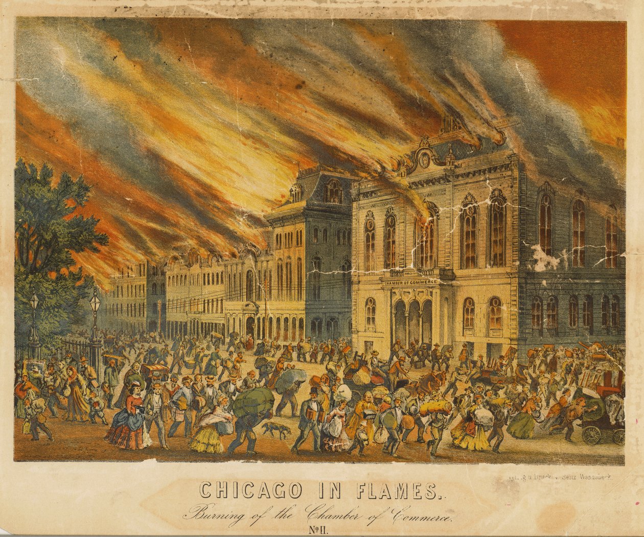 Chicago in Flames: A Kereskedelmi Kamara felgyújtása (színes litó) alkotó: American School