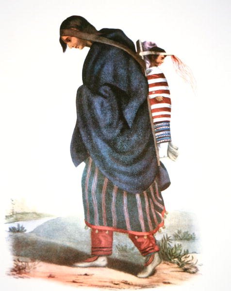 Chippewa anya és baba, 1821 körül (színes litó) alkotó: American School
