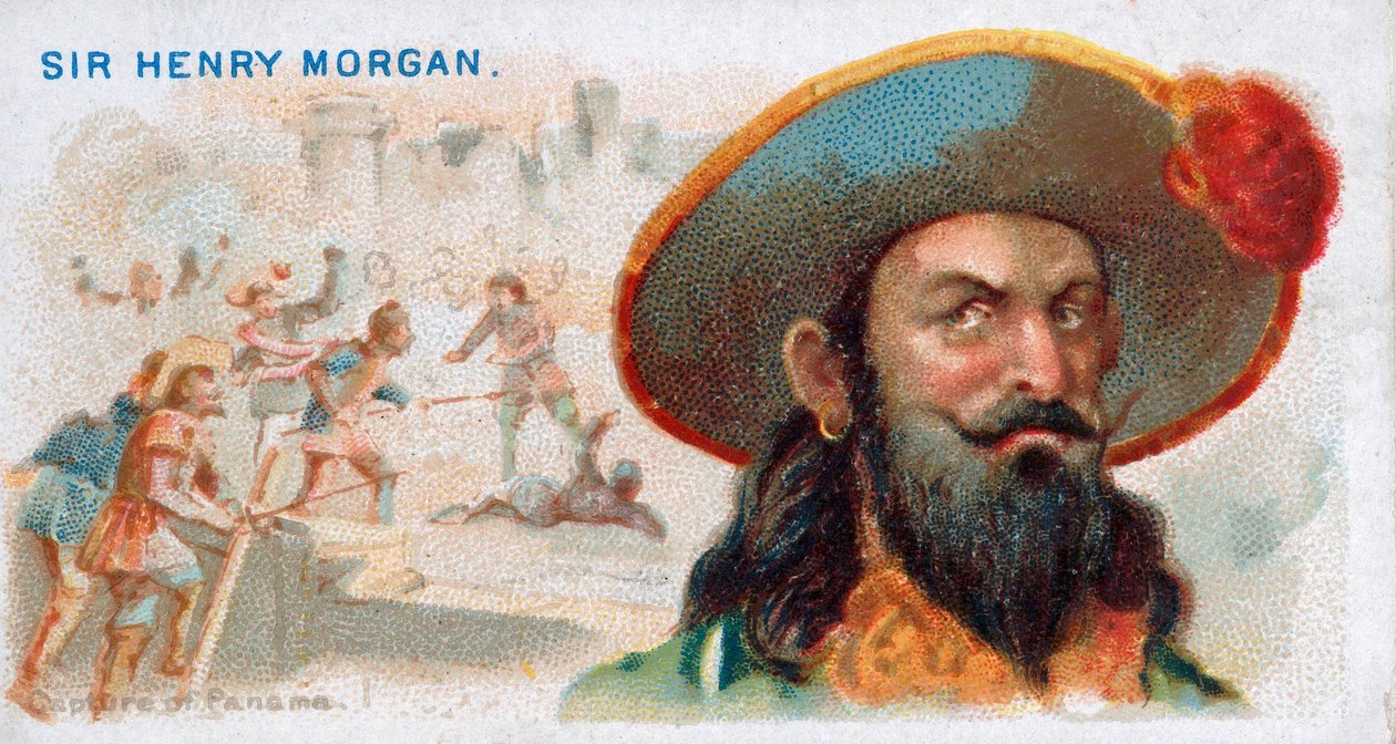 Cigarettakártya Sir Henry Morgan, Panama elfoglalása, pub. 1888-as színes litográfia. alkotó: American School