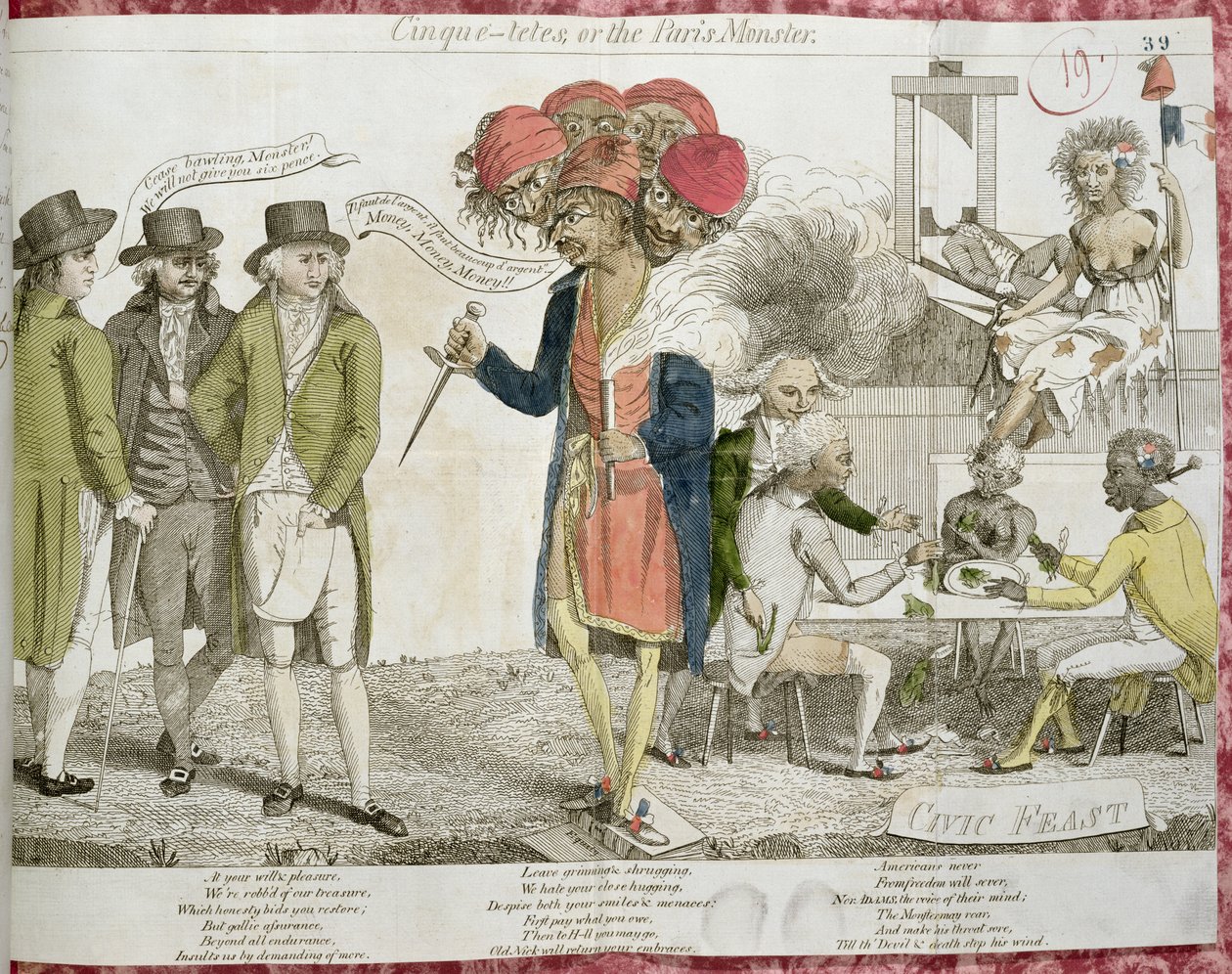 Cinque-Tetes vagy a párizsi szörny, rajzfilm az XYZ-ügyről, 1797 alkotó: American School