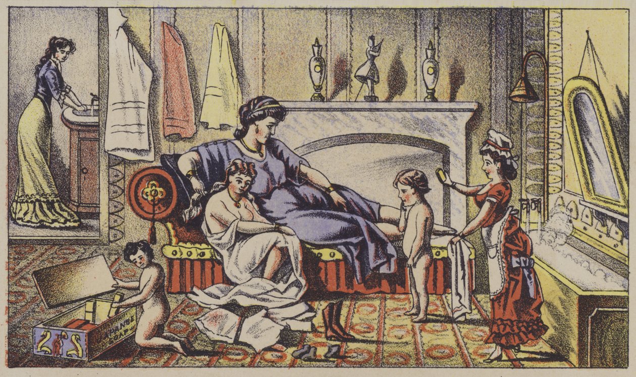 Klasszikus karakterek a modern otthonban, reklámszappan (chromolitho) alkotó: American School