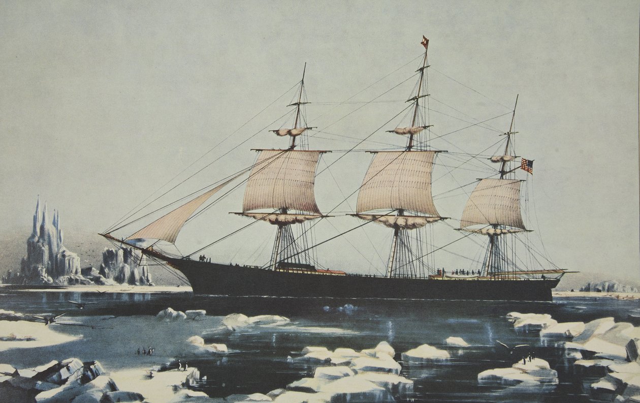 Clipper Ship, Red Jacket – A jégben a Horn-foknál, Ausztráliából Liverpoolba, 1854 augusztusában, kocsma. 1855, Currier & Ives alkotó: American School