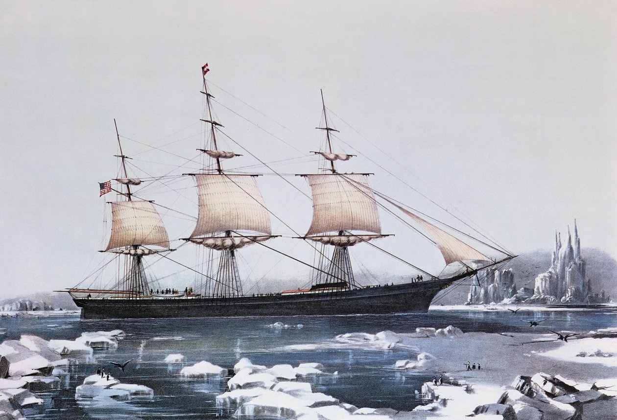 Clipper Ship Red Jacket a jégben a Horn-foknál, amikor Ausztráliából Liverpoolba utazik, kiadó: Currier und Ives, 1854 alkotó: American School