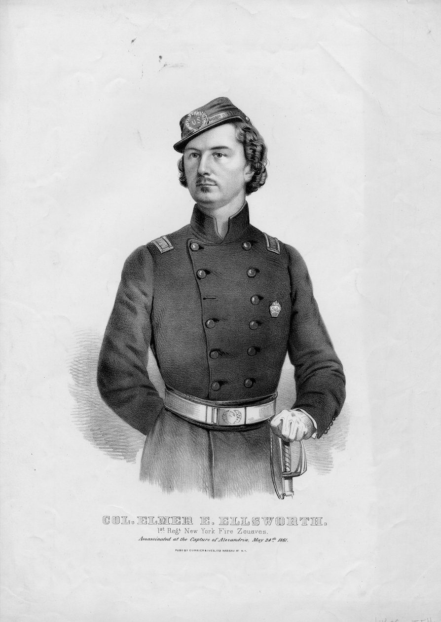 Elmer E. Ellsworth ezredes: 1. Regt. New York Fire Zouaves, pub. szerző: Currier & Ives, 1862 körül alkotó: American School