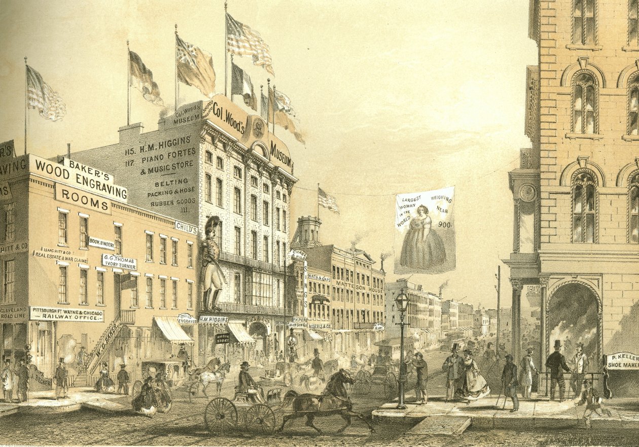Col. Woods Múzeum, a Chicago Illustrated-től, James W. Sheahan irodalmi leírásaival, kiadó: Jevne & Almini, Chicago, 1866-67 alkotó: American School