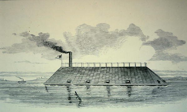 Konföderációs vaskalapos Ram „Georgia”, Fort Jackson mellett fekszik, Savannah River, 1862. december (litho) alkotó: American School