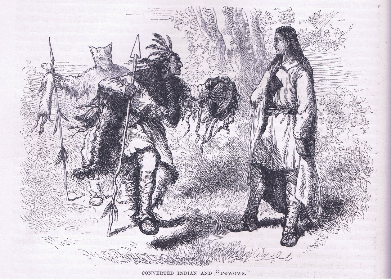 Megtért indiánok "Powows" 1695, illusztráció Cassell története az Egyesült Államok pubjából. készítette: Petter & Galpin 1890 körül (litho) alkotó: American School