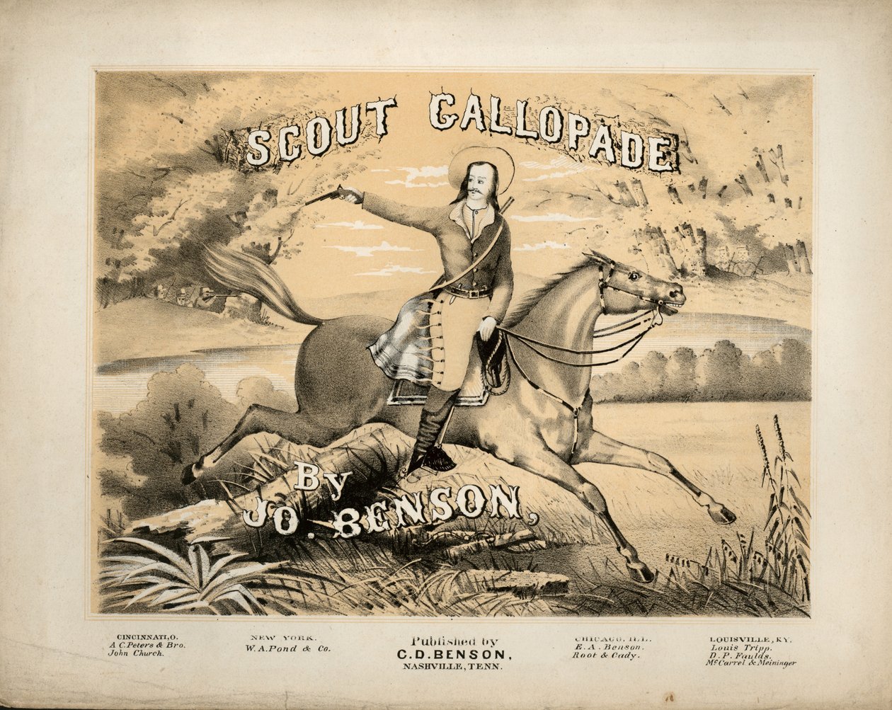 A Scout Gallopade pontozólapjának borítója, Jo. Benson, kiadó: C.D. Benson, Nashville, Tennessee alkotó: American School
