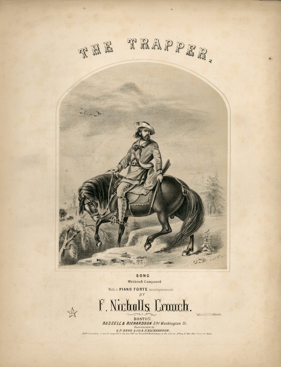 A Trapper, 1857 kottalapjának borítója alkotó: American School