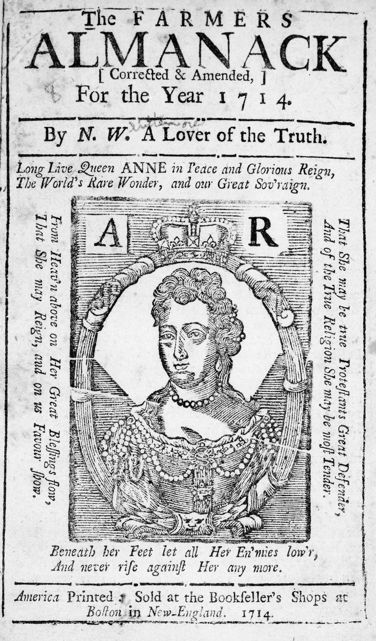 A The Farmers Almanack címlapja, megjelent 1714 (nyomtatás) alkotó: American School
