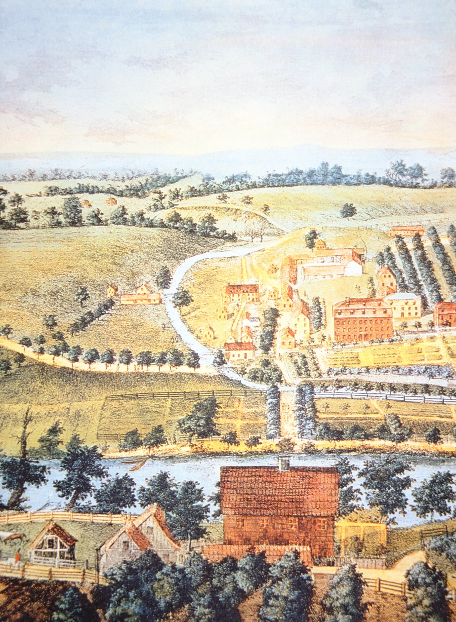 Pennsylvania megművelt mezőgazdasági területe 1750-ben (színes litho) alkotó: American School