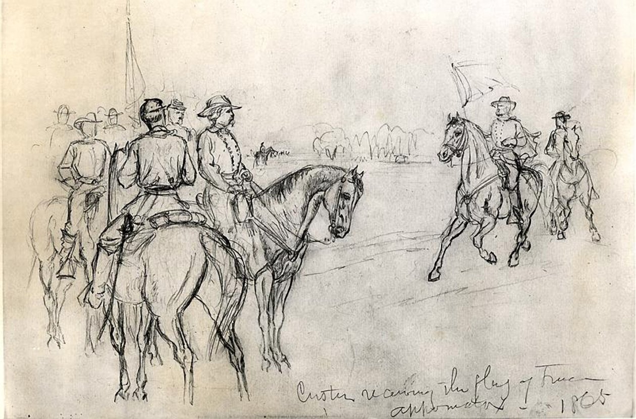 Custer megkapja a Szabadság zászlaját, Appomattox, 1865 alkotó: American School