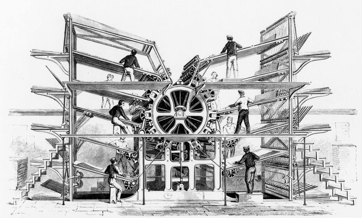 Richard March Hoe (1812-86) által feltalált hengeres nyomdagép, New York, 1846 alkotó: American School