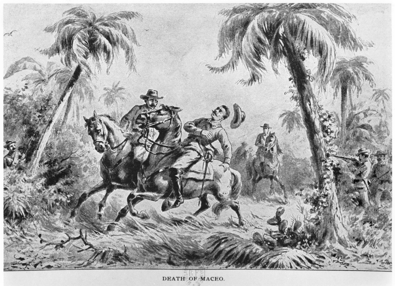 Antonio Maceo halála (1845-96), illusztráció Murat Halstead Kuba története című művéből, 1898. alkotó: American School