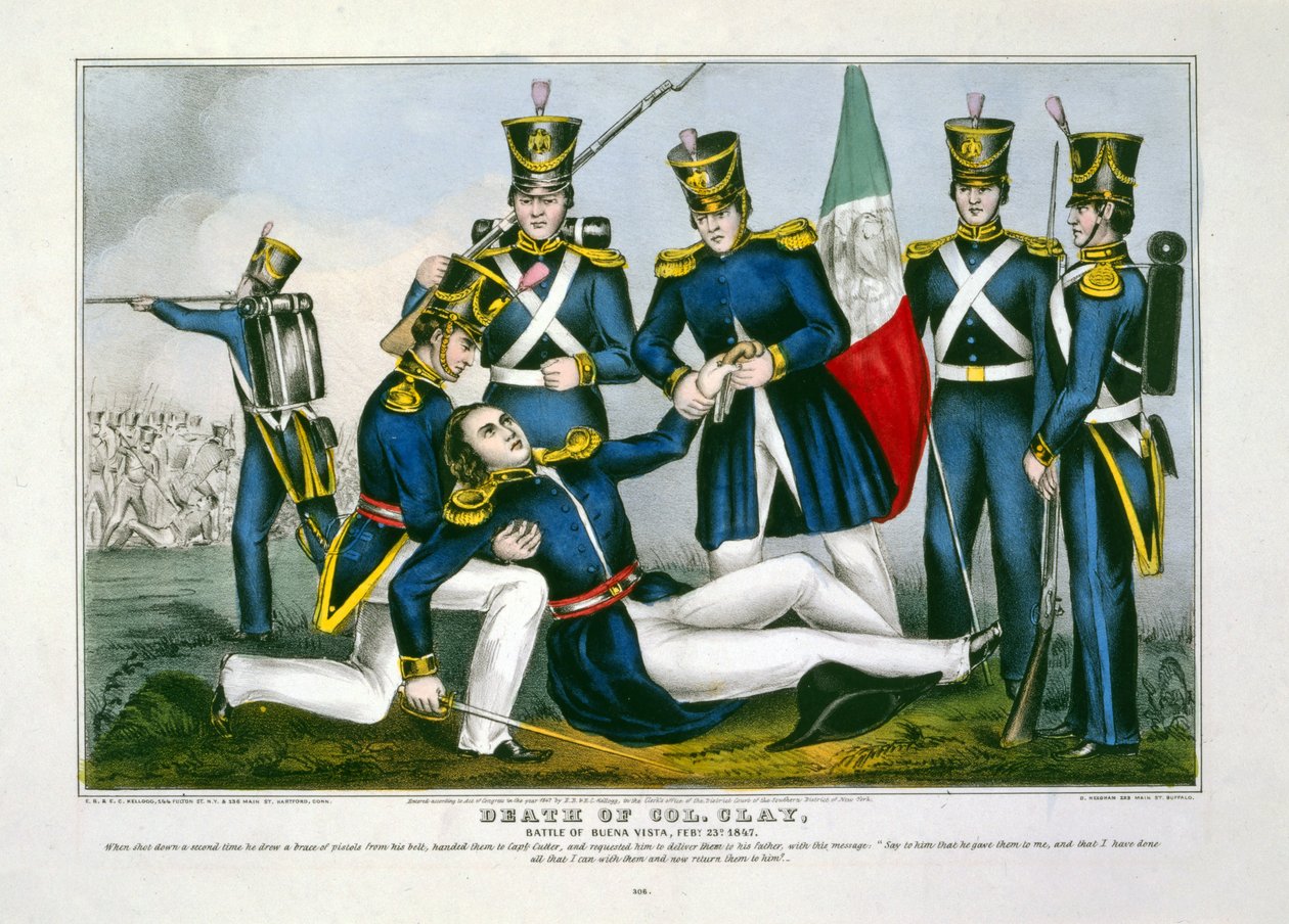 Clay ezredes halála, Buena Vista-i csata, febr. 23d, 1847, pub. 1847. alkotó: American School