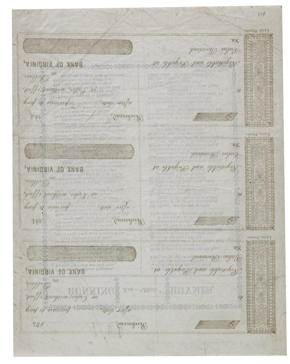 Dixie egy csekk hátoldalára nyomtatva, 1861 alkotó: American School