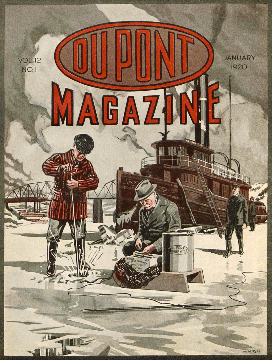DuPont Dynamite, a DuPont Magazine címlapja, 1920. január alkotó: American School