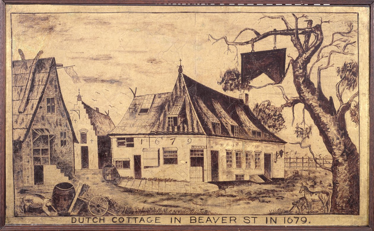 Holland kunyhó a Beaver Street-ben 1679-ben, 1853 körül (olaj, géz) alkotó: American School