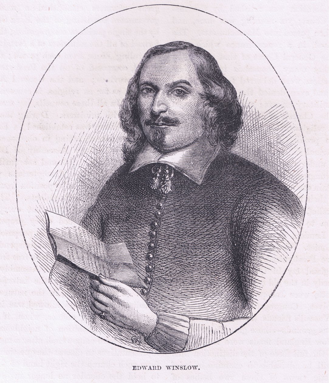 Edward Winslow, illusztráció Cassell története az Egyesült Államok pubjából. készítette: Petter & Galpin 1890 körül (litho) alkotó: American School