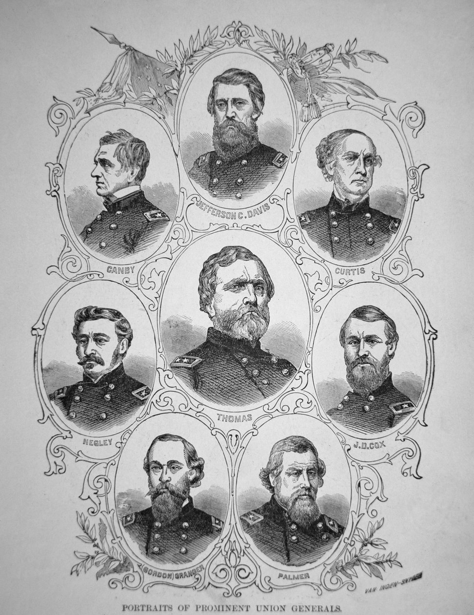 Nyolc kiemelkedő amerikai polgárháborús tábornok (metszet) alkotó: American School