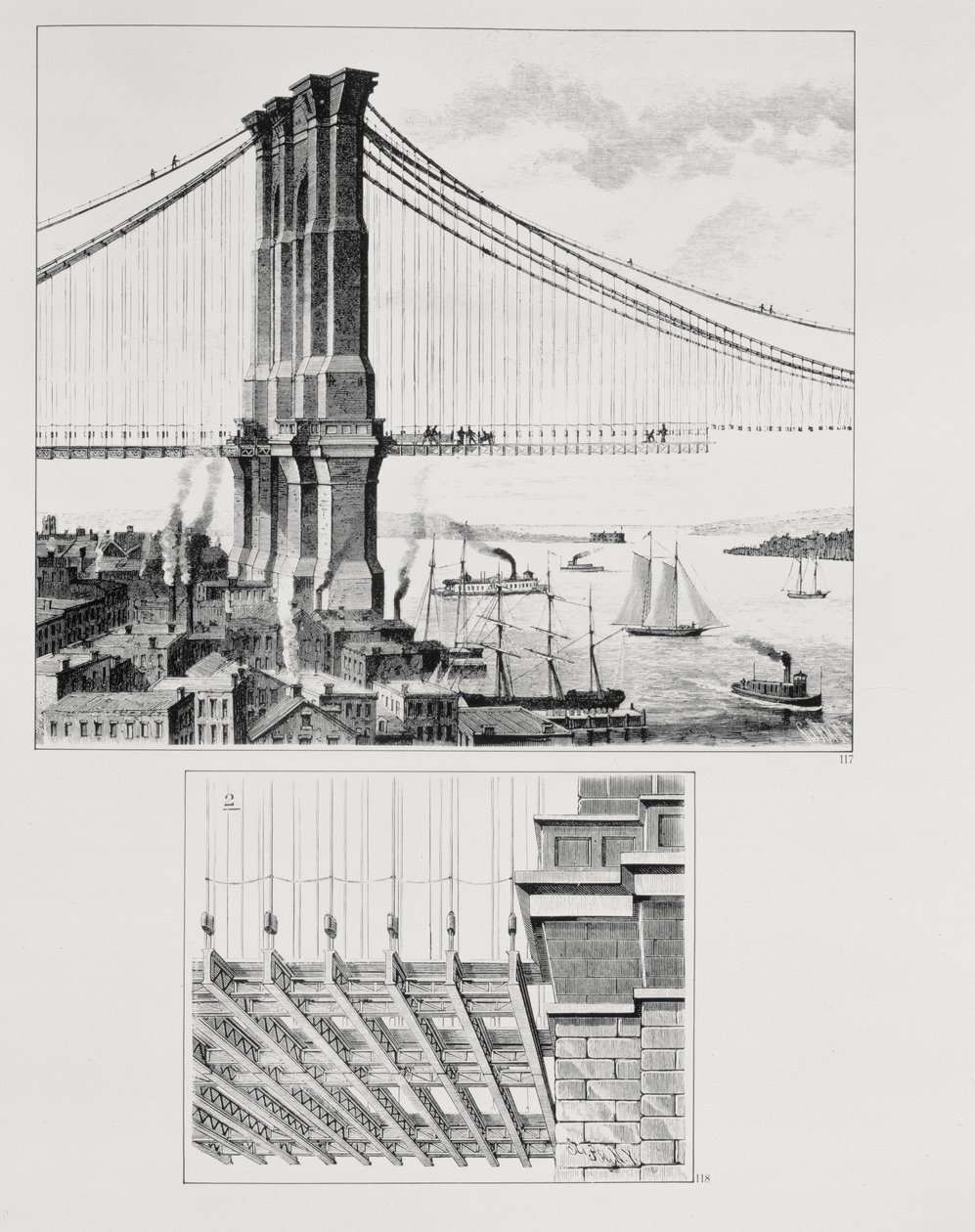 A Brooklyn Bridge tornyának emelkedése, New York alkotó: American School