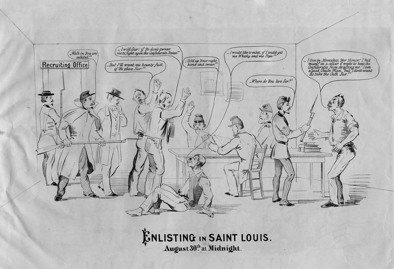 Bevonulás Saint Louisban: augusztus 30-án éjfélkor, 1862 körül alkotó: American School