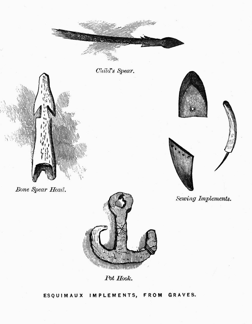 Eszkimó vadászeszközök – Elisha Kent Kane, Arctic Explorations in the Years 1853-1855, vol. 1. o. 52, Philadelphia alkotó: American School