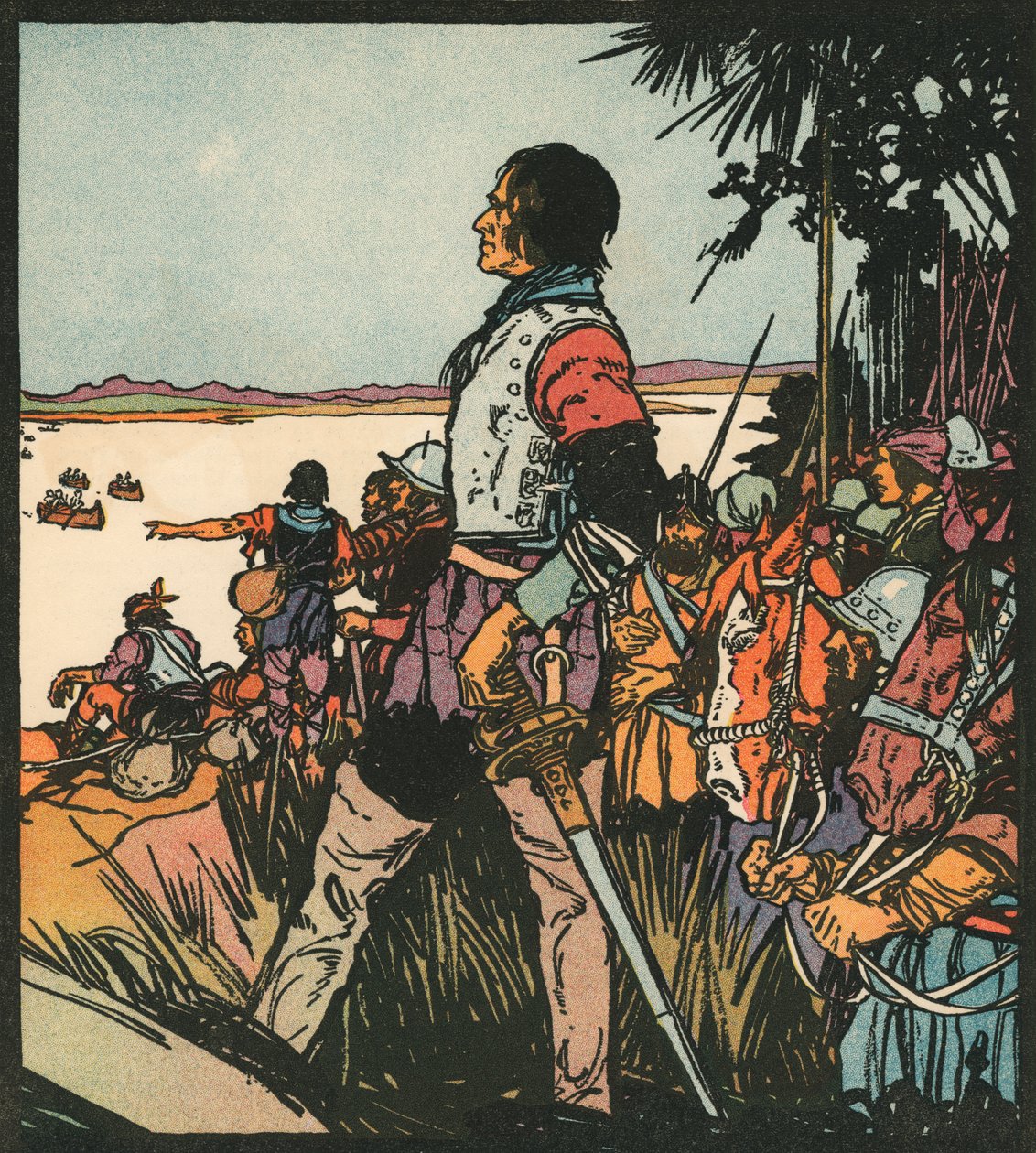 Felfedezők: Hernando De Soto a Mississippi folyón alkotó: American School