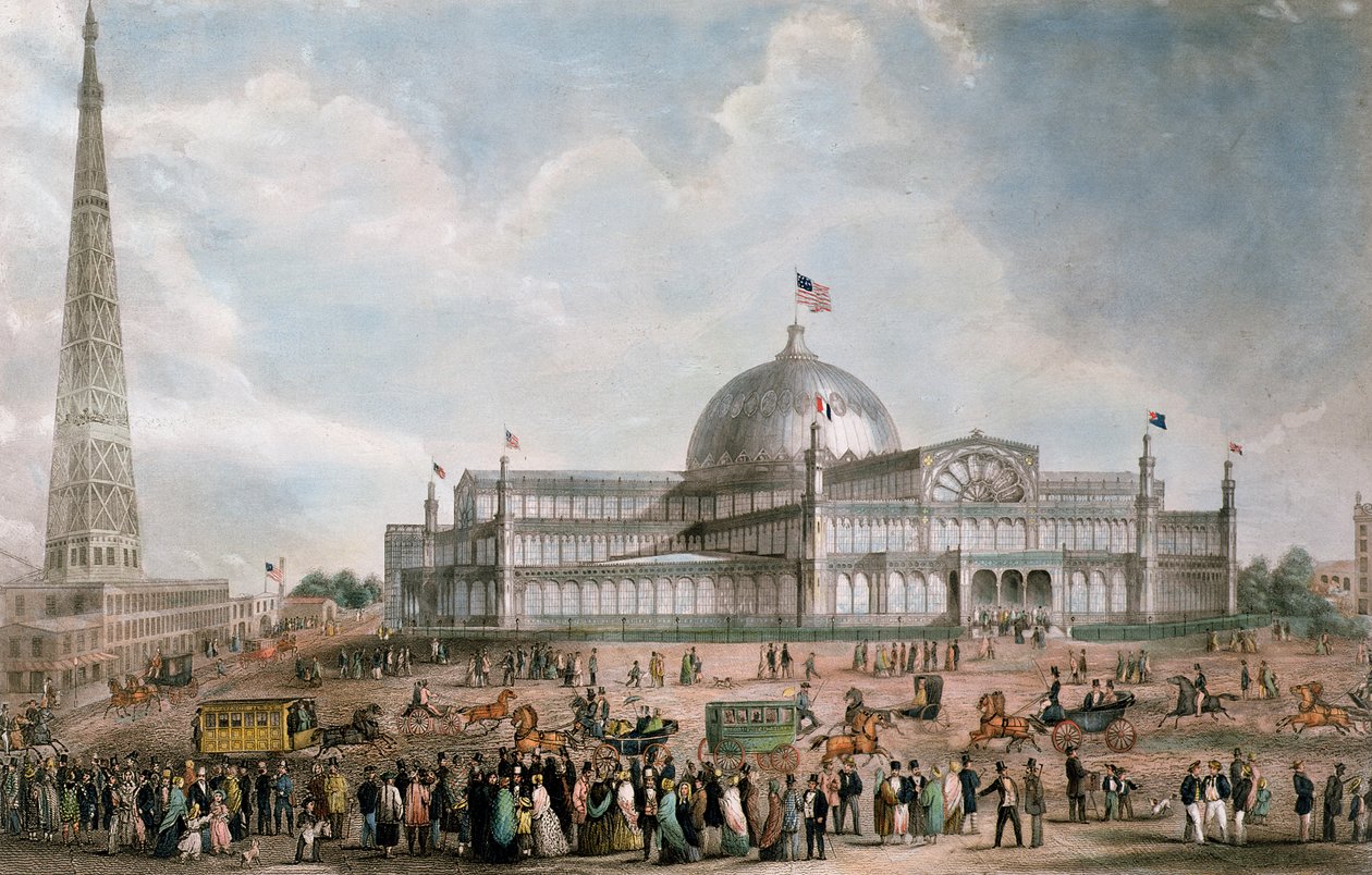 A New York-i Kristálypalota külső képe, 1853 alkotó: American School