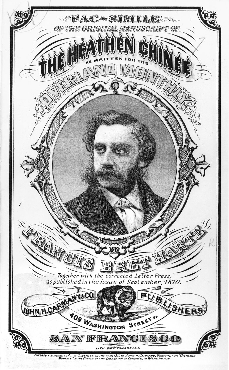 Francis Bret Harte (1836-1902) „The Heathen Chinee” eredeti kéziratának fakszimile az „Overland Monthly”-ból, 1871 alkotó: American School