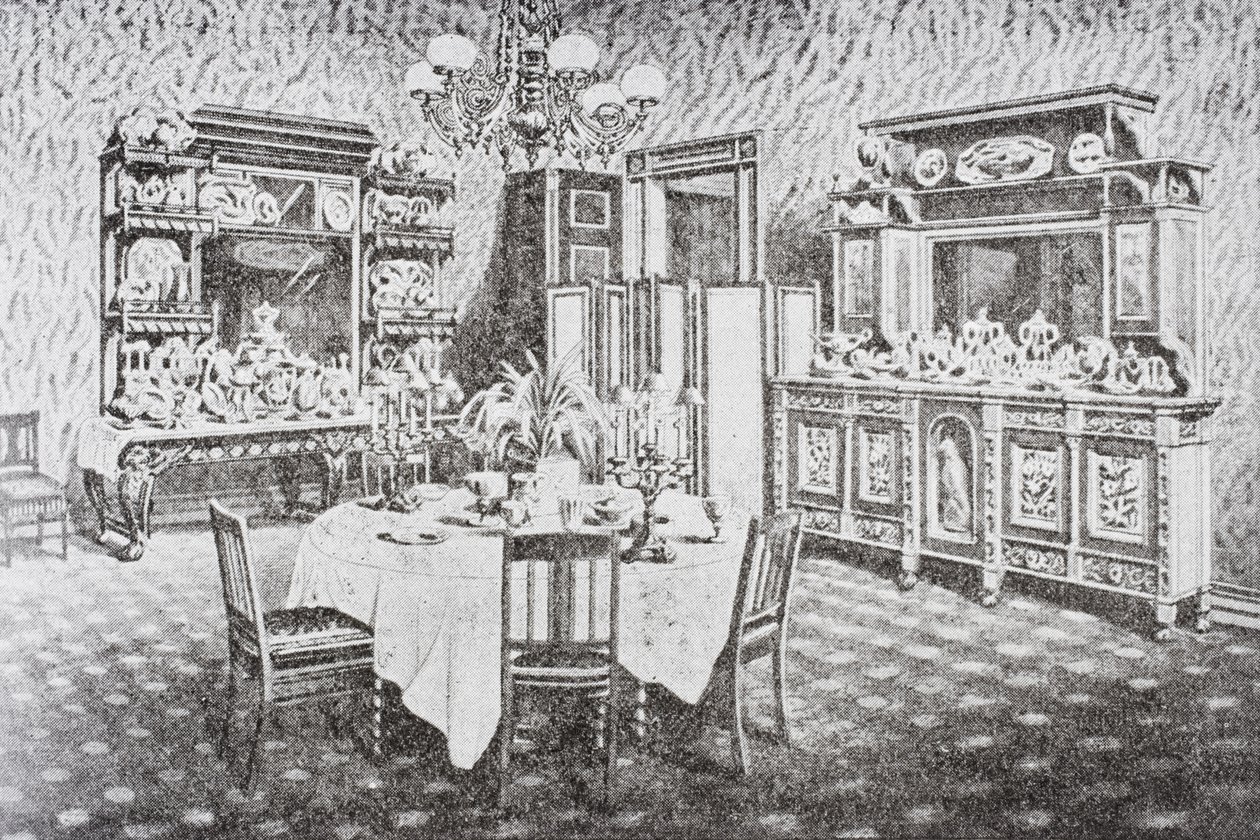 A Fehér Ház családi étkezője az 1890-es években, Washington D.C., Amerikai Egyesült Államok alkotó: American School