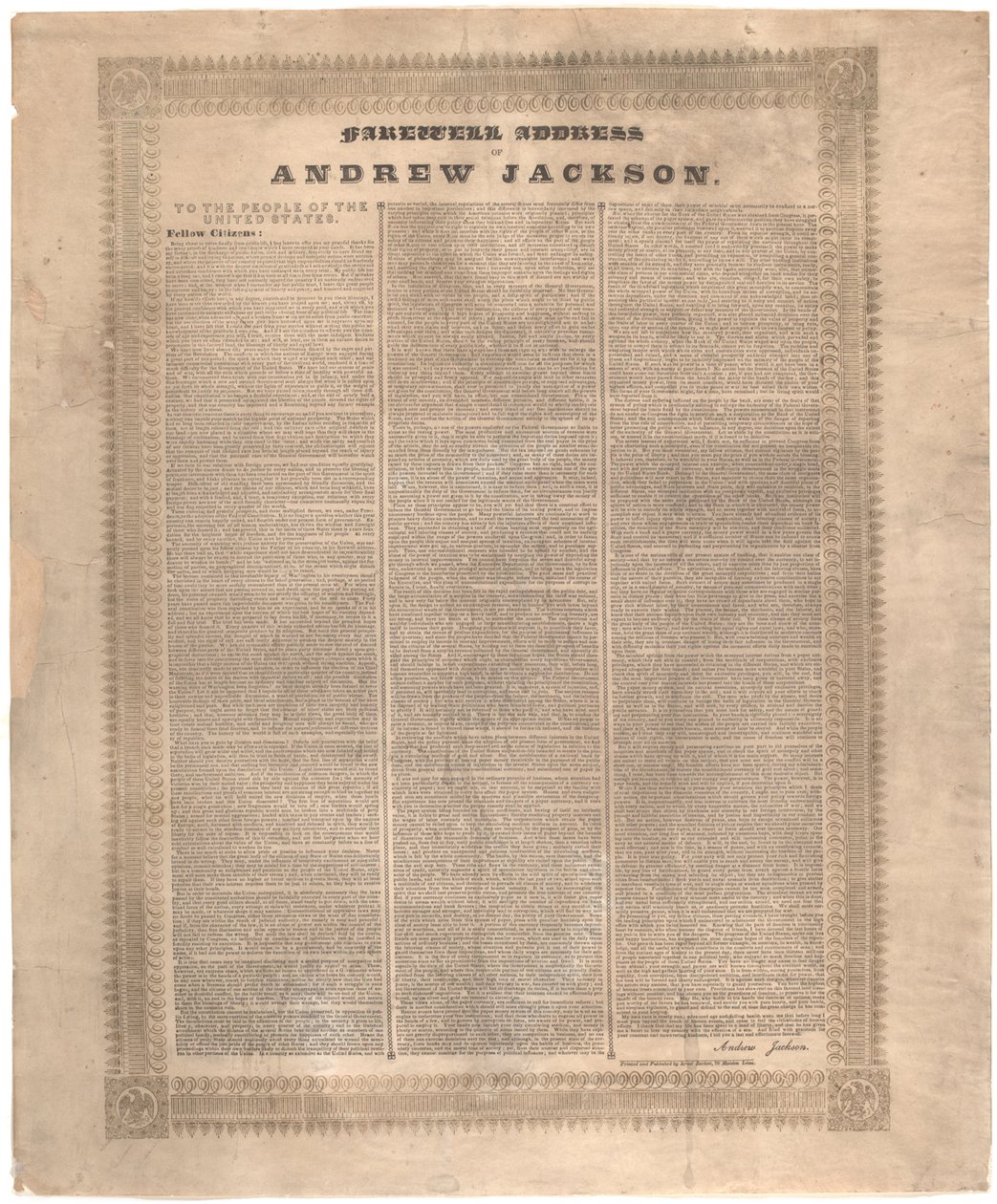 Andrew Jackson búcsúbeszéde, 1837 alkotó: American School
