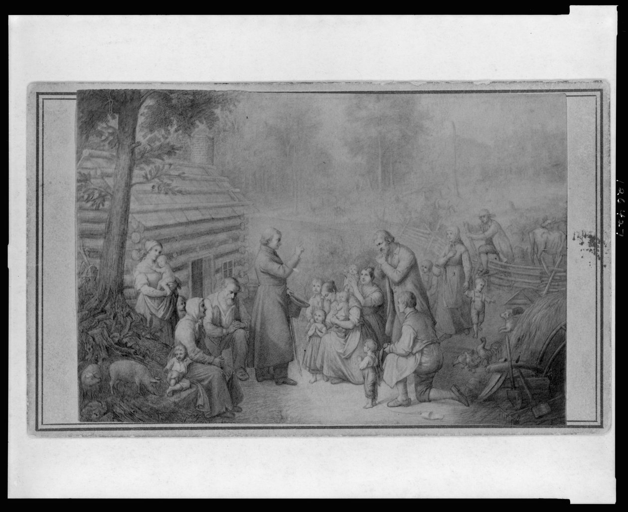 Fenwick atya felfedezte az első katolikusokat Ohióban, 1870 körül alkotó: American School