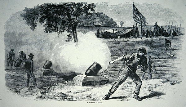Szövetségi aknavetős üteg az amerikai polgárháborúban (1861-65) (litho) alkotó: American School