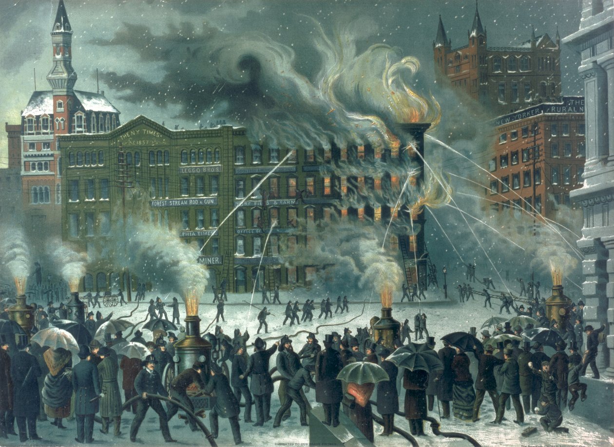 Tűz a New York World Buildingben, a mi bátor tűzoltóinknak szentelve, kocsma. írta: W.M. Bruns, 1882 alkotó: American School
