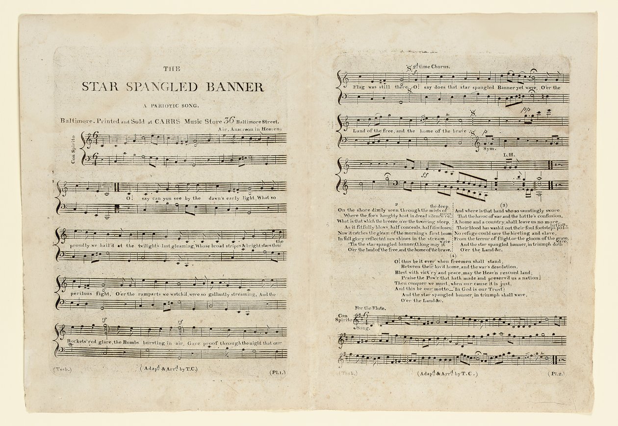 A "The Star Spangled Banner. A Pariotic" című kottának első kiadása alkotó: American School
