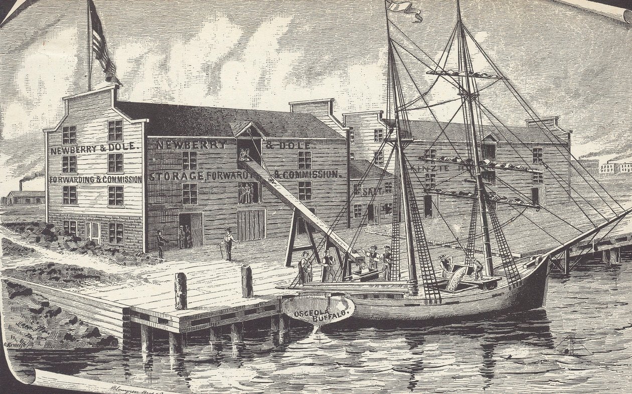 Az első búzaszállítmány a chicagói raktárból, a Newberry & Dole-ból alkotó: American School