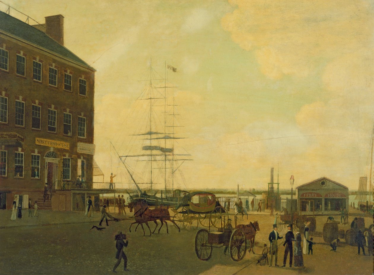 A Cortlandt Street lábánál, New York Cityben, 1818-49 körül alkotó: American School
