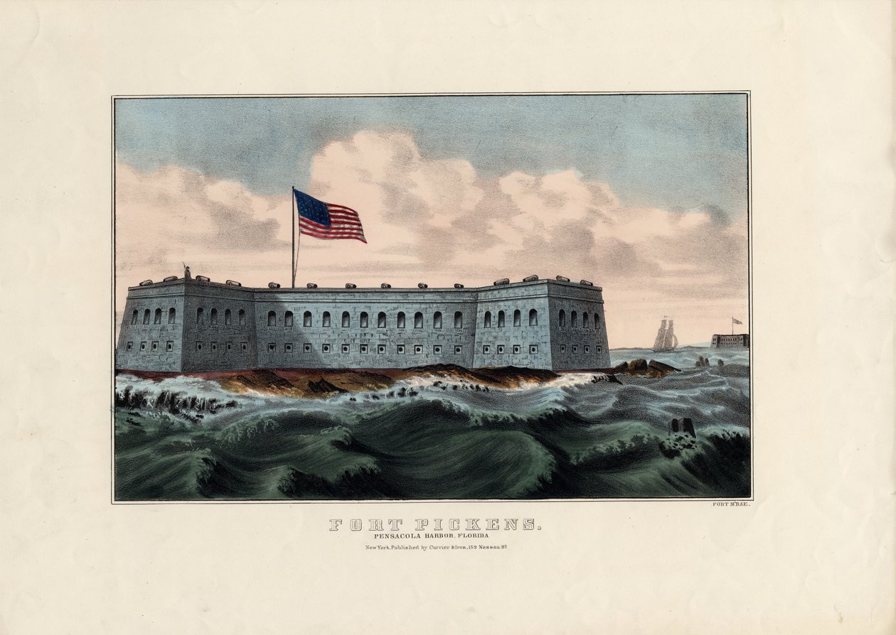 Fort Pickens: Pensacola Harbor, Florida, pub. szerző: Currier & Ives, 1865 körül alkotó: American School
