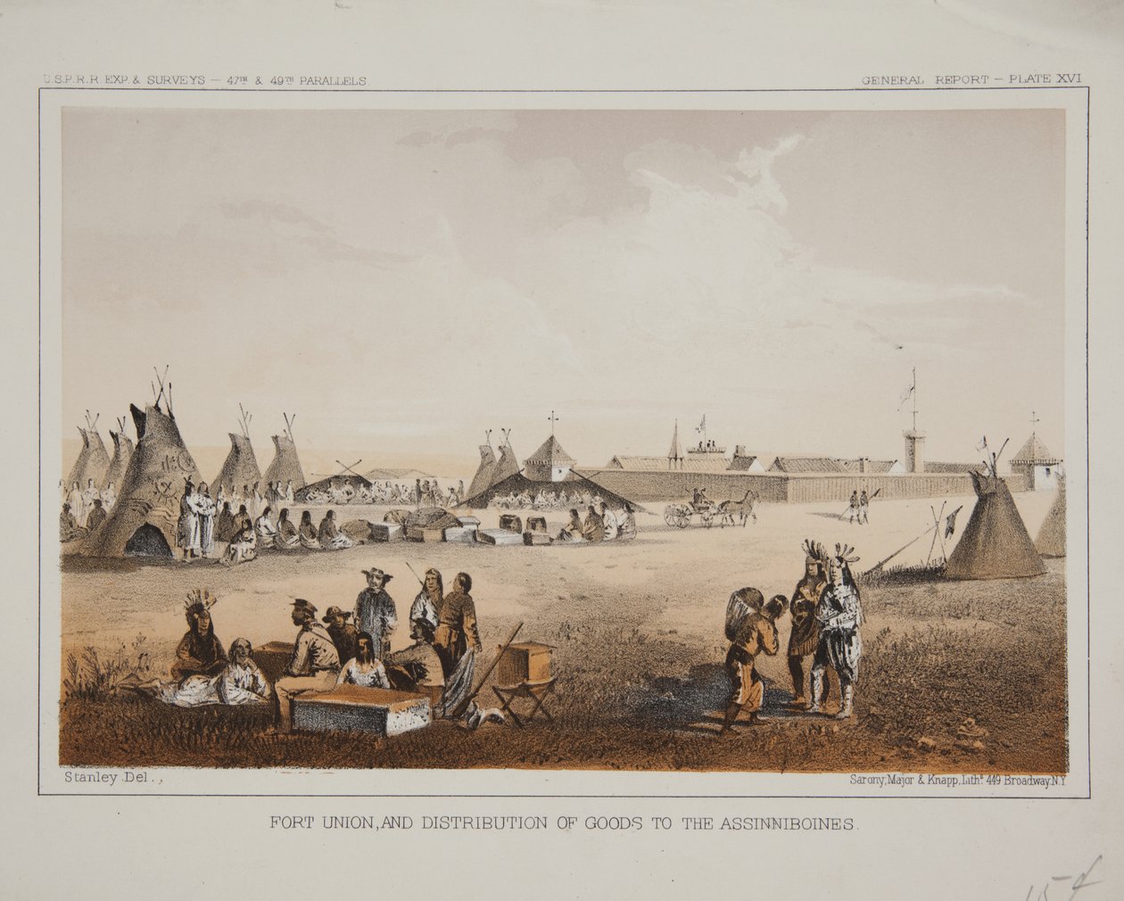 Fort Union és áruosztás az assiniboine-oknak alkotó: American School