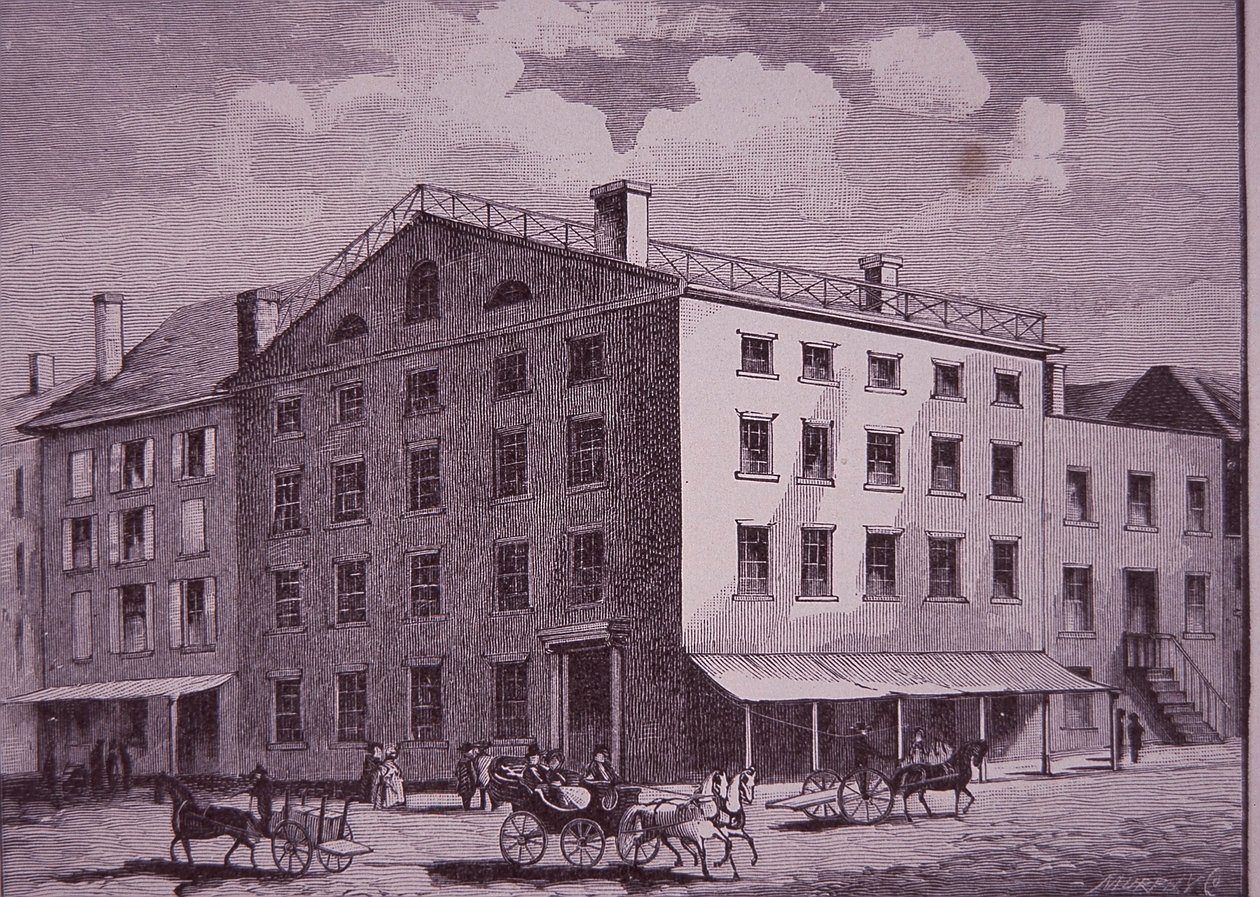 Fraunces Tavern, New York City (metszet) alkotó: American School