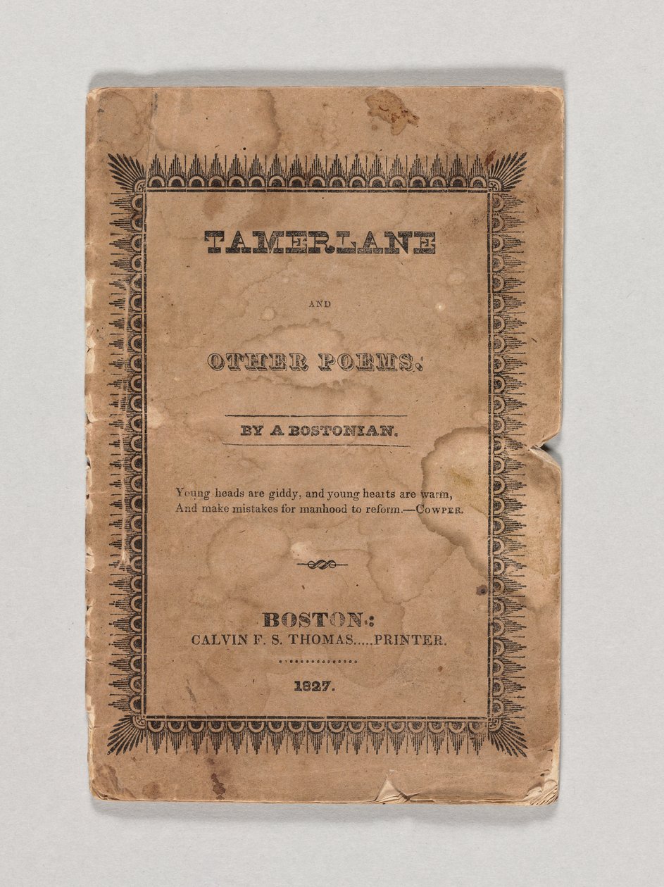 Edgar Allan Poe „Tamerlane és más versei” címlapja, 1827-ben (nyomtatott) (lásd még: 433401) alkotó: American School