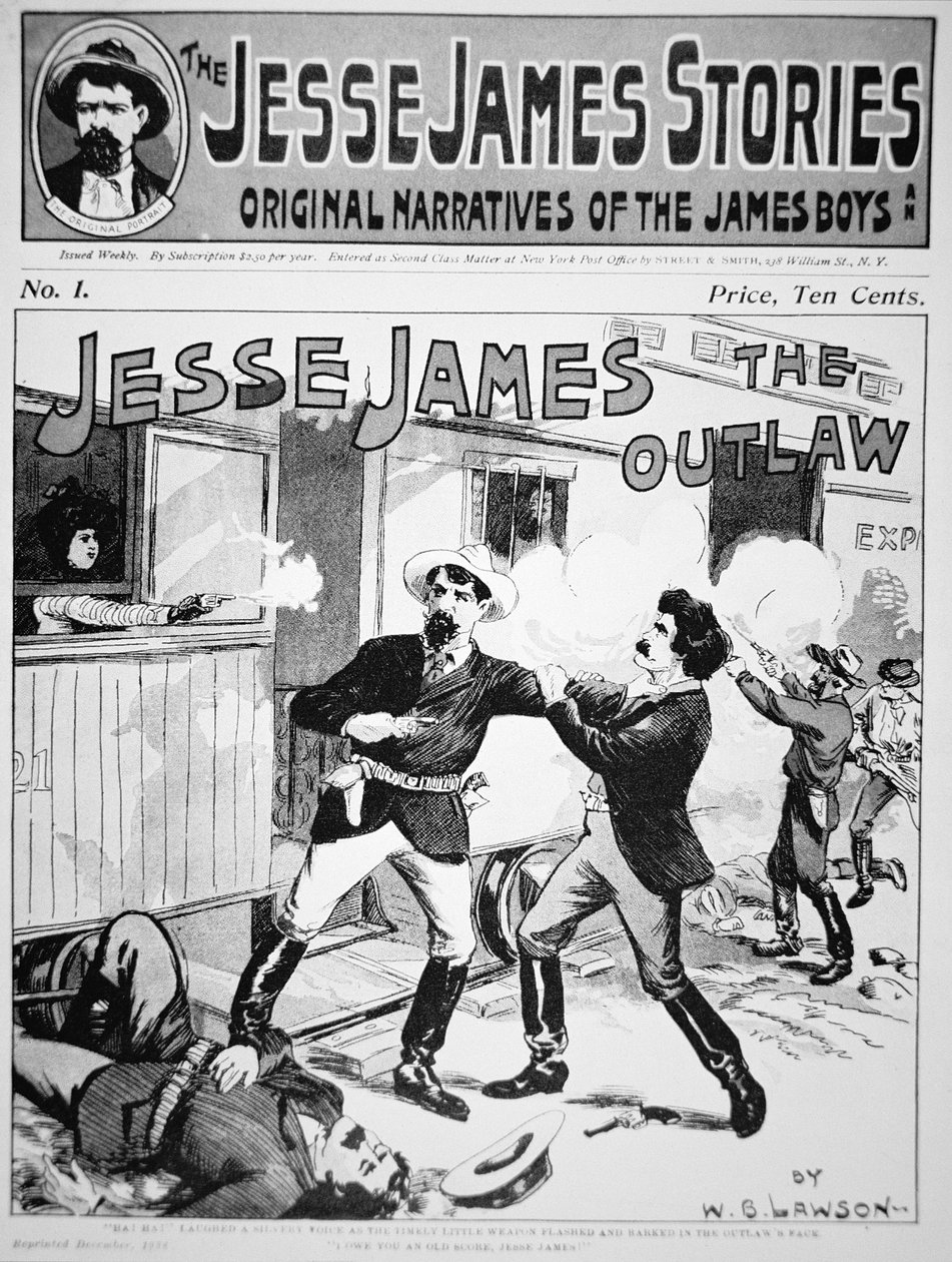A „The Jesse James Stories” címlapja, 1898-ban nyomtatva (litho) alkotó: American School