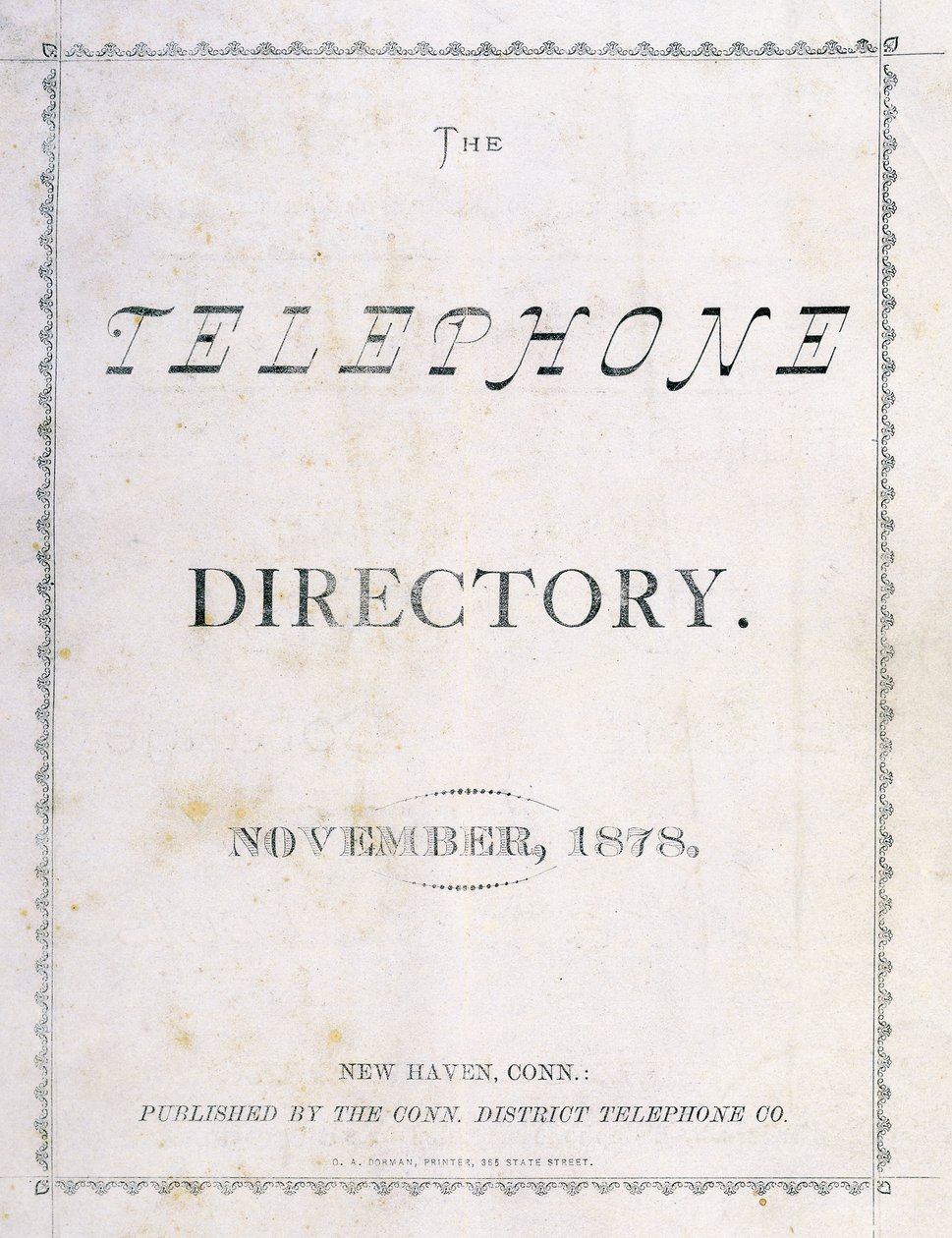Az 1878. novemberi „The Telephone Directory” címlapja alkotó: American School