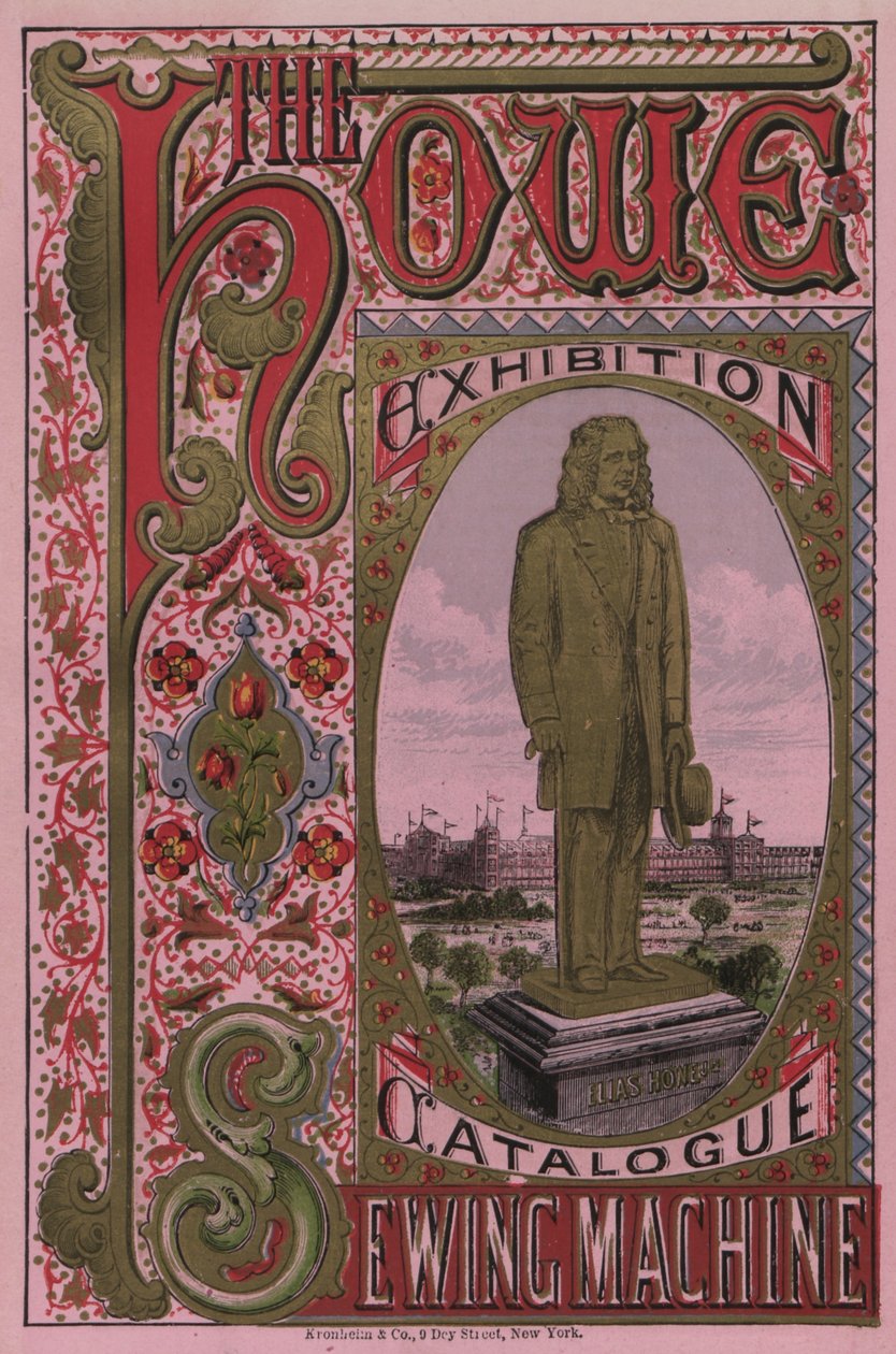 A Howe Varrógép-kiállítási katalógus első borítója, 1876 alkotó: American School