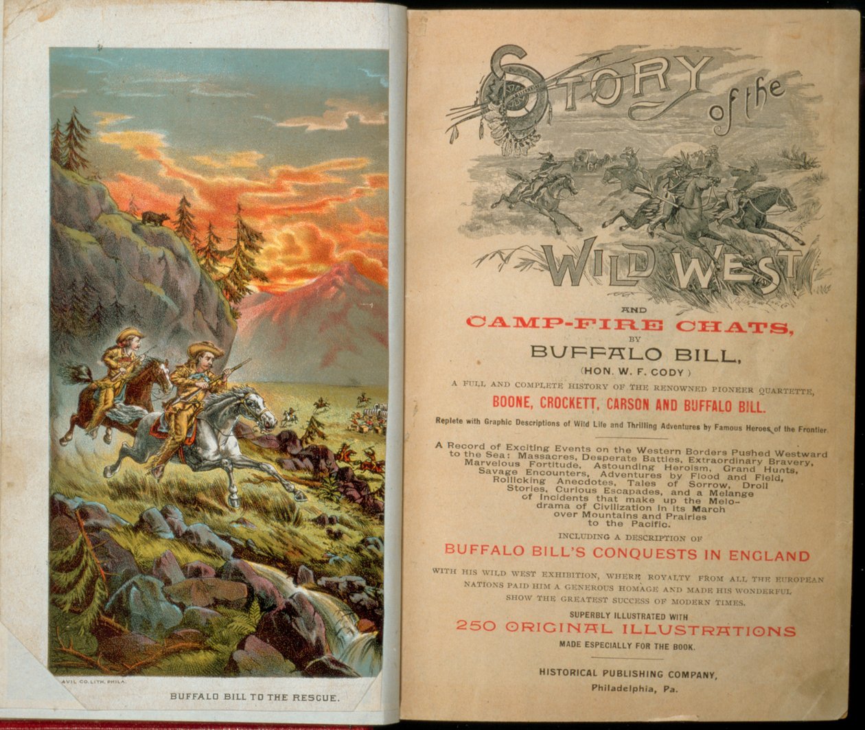 Buffalo Bill (1846-1917) Story of the Wild West és Tábortűz-csevegéseinek előlapja és címlapja alkotó: American School