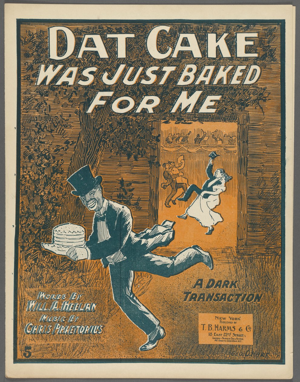 Will A. Heelan és Chris Praetorius „A Dat Cake-t éppen nekem sütötték” című filmjének előlapja, 1898 körül alkotó: American School