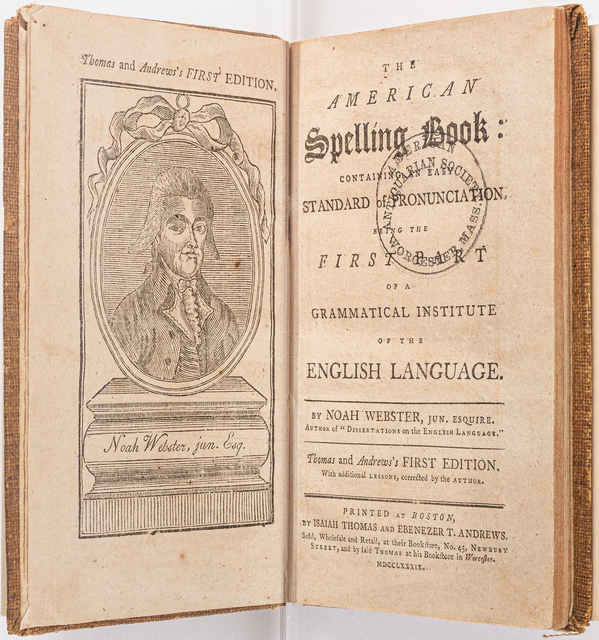 Előlap a "The American Spelling Book"-ból, Noah Webster, Boston, 1789 alkotó: American School