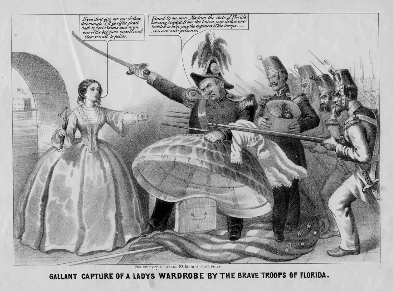 Egy női ruhatár gáláns elfoglalása Florida bátor csapatai által, J. L. Magee, Philadelphia, kb. 1861 alkotó: American School